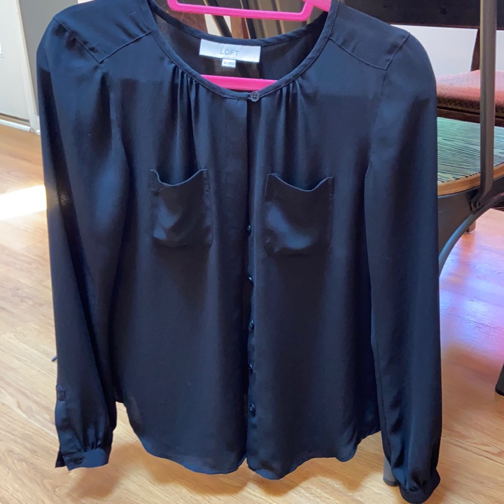 Black Loft blouse with buttons